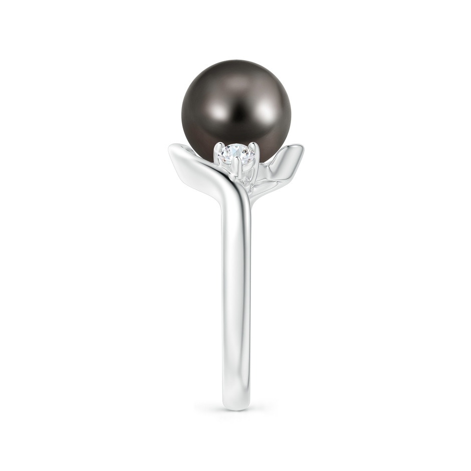 9mm AAA Classic Tahitian Pearl Bypass Ring in White Gold side 2