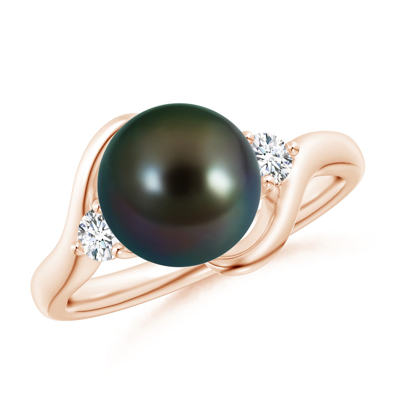 9mm AAAA Classic Tahitian Pearl Bypass Ring in Rose Gold