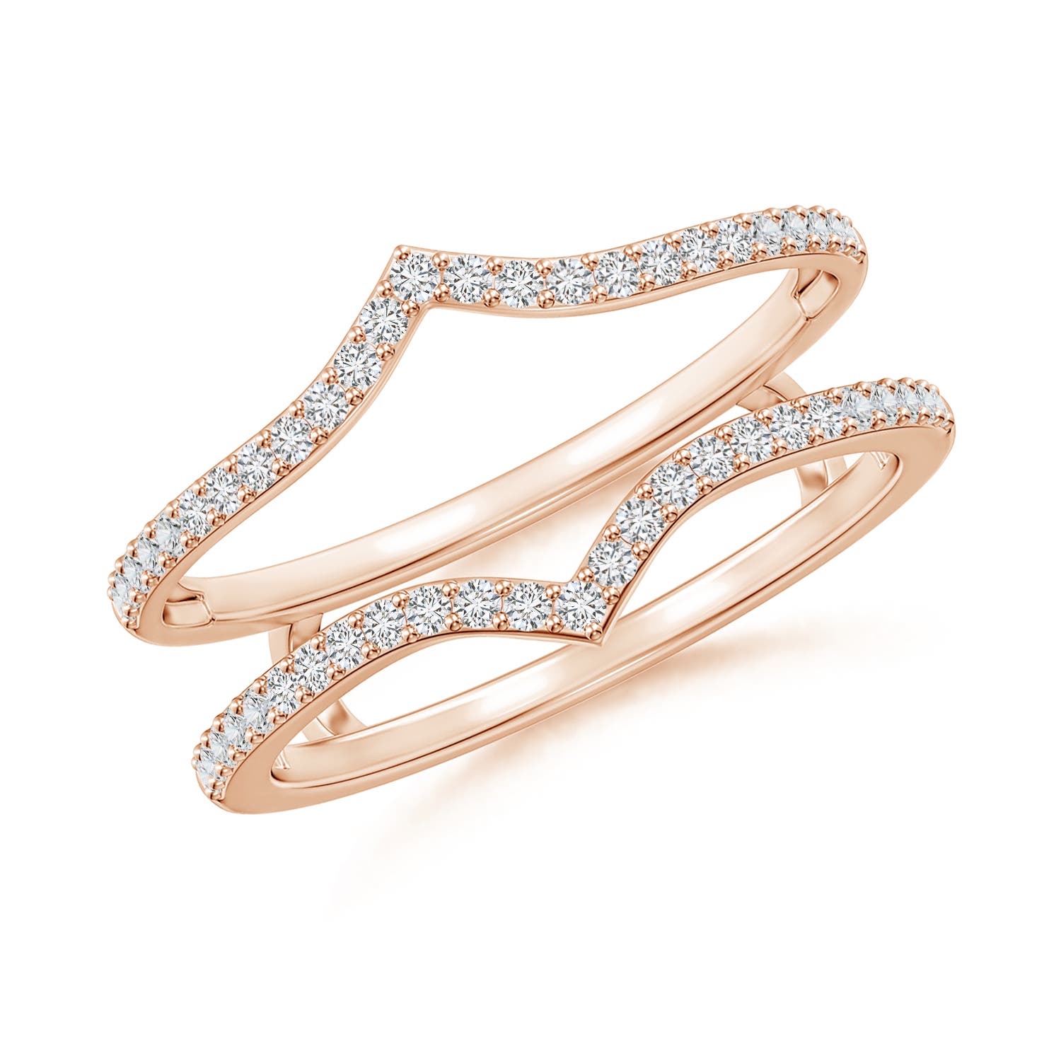 1.1mm HSI2 Diamond Chevron Ring Wrap in 18K Rose Gold