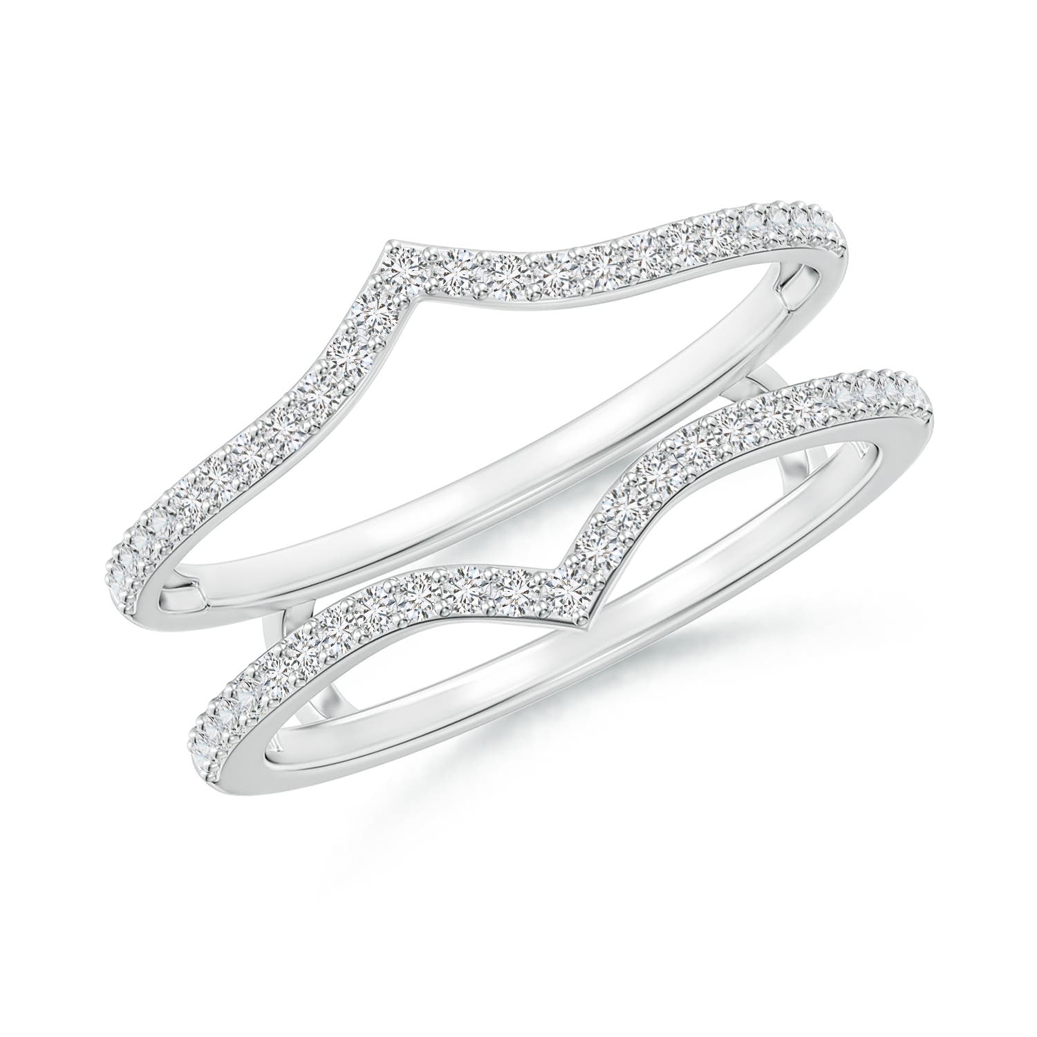 1.1mm HSI2 Diamond Chevron Ring Wrap in 18K White Gold