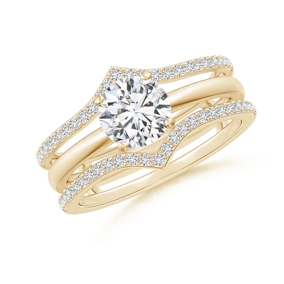 1.1mm HSI2 Diamond Chevron Ring Wrap in Yellow Gold side 399