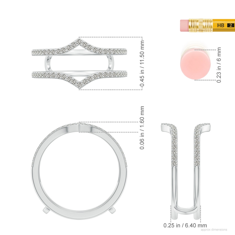 1.1mm KI3 Diamond Chevron Ring Wrap in White Gold ruler