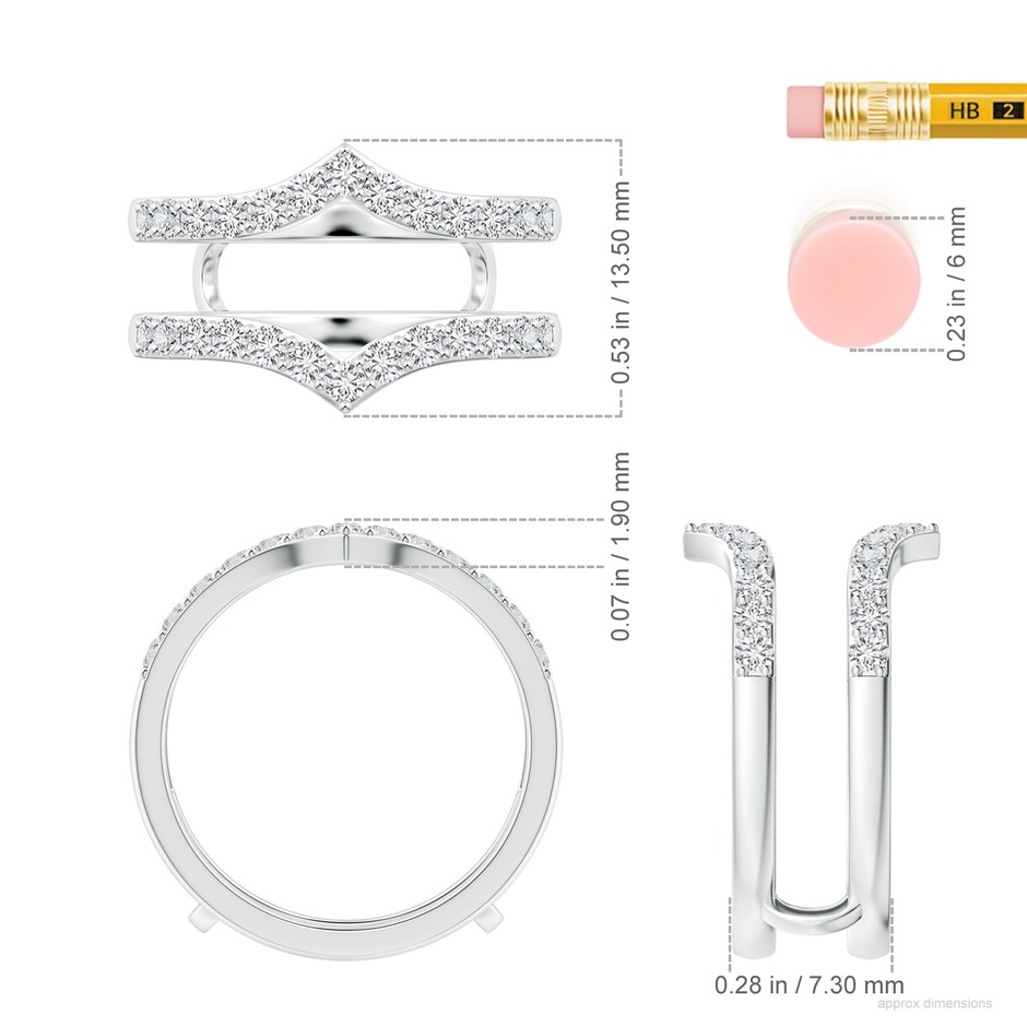 1.9mm HSI2 Diamond Chevron Ring Wrap in P950 Platinum ruler