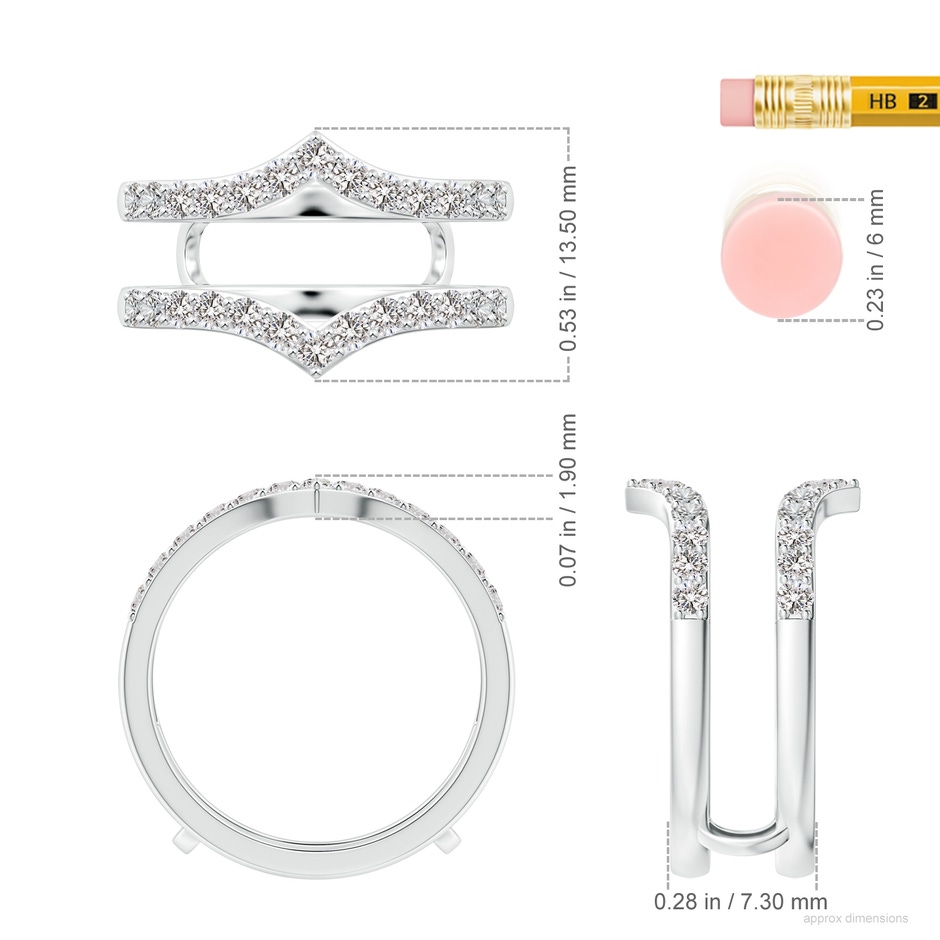 1.9mm IJI1I2 Diamond Chevron Ring Wrap in White Gold ruler