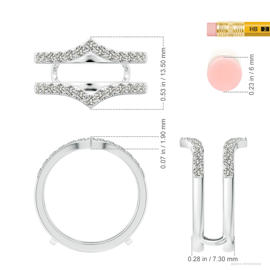 1.9mm KI3 Diamond Chevron Ring Wrap in P950 Platinum ruler