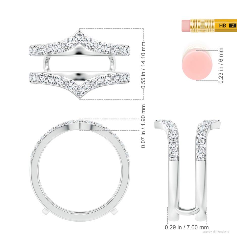 2.1mm GVS2 Diamond Chevron Ring Wrap in P950 Platinum ruler