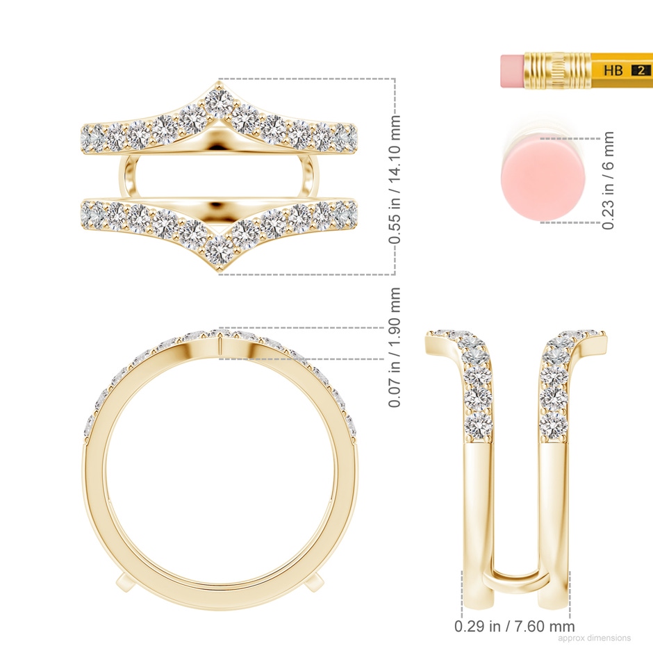2.1mm IJI1I2 Diamond Chevron Ring Wrap in Yellow Gold ruler