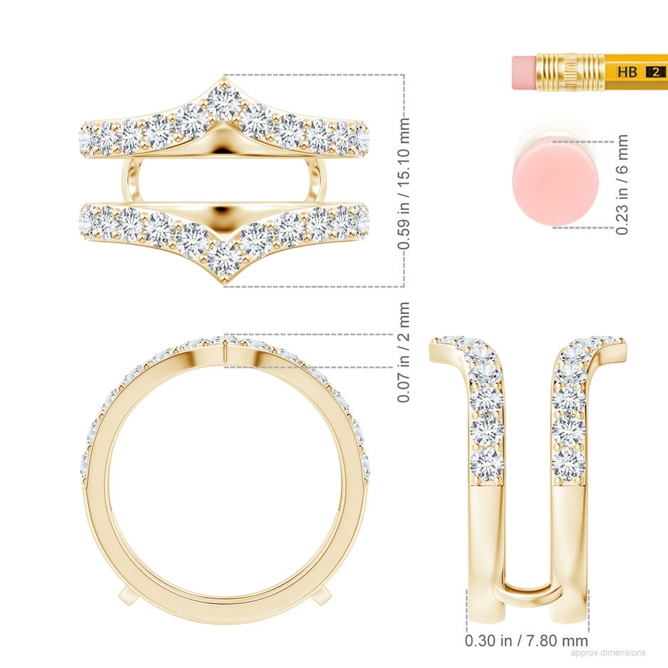 2.4mm GVS2 Diamond Chevron Ring Wrap in 18K Yellow Gold ruler