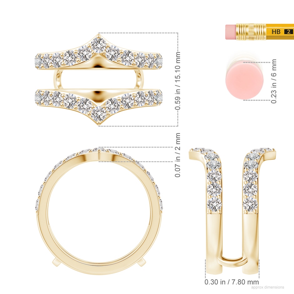 2.4mm IJI1I2 Diamond Chevron Ring Wrap in Yellow Gold ruler