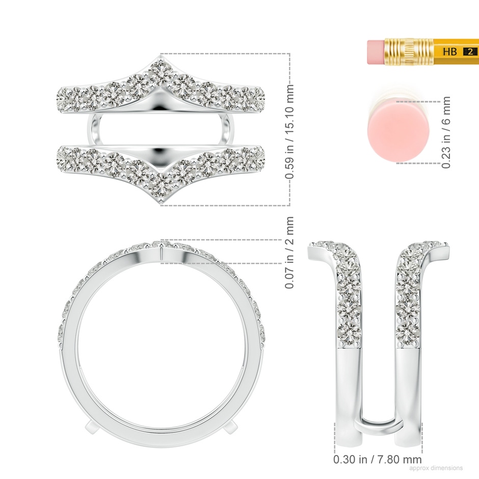 2.4mm KI3 Diamond Chevron Ring Wrap in White Gold ruler