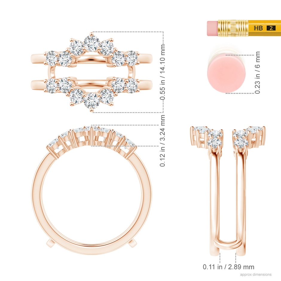 2.6mm GVS2 Diamond Sunburst Ring Wrap in Rose Gold ruler
