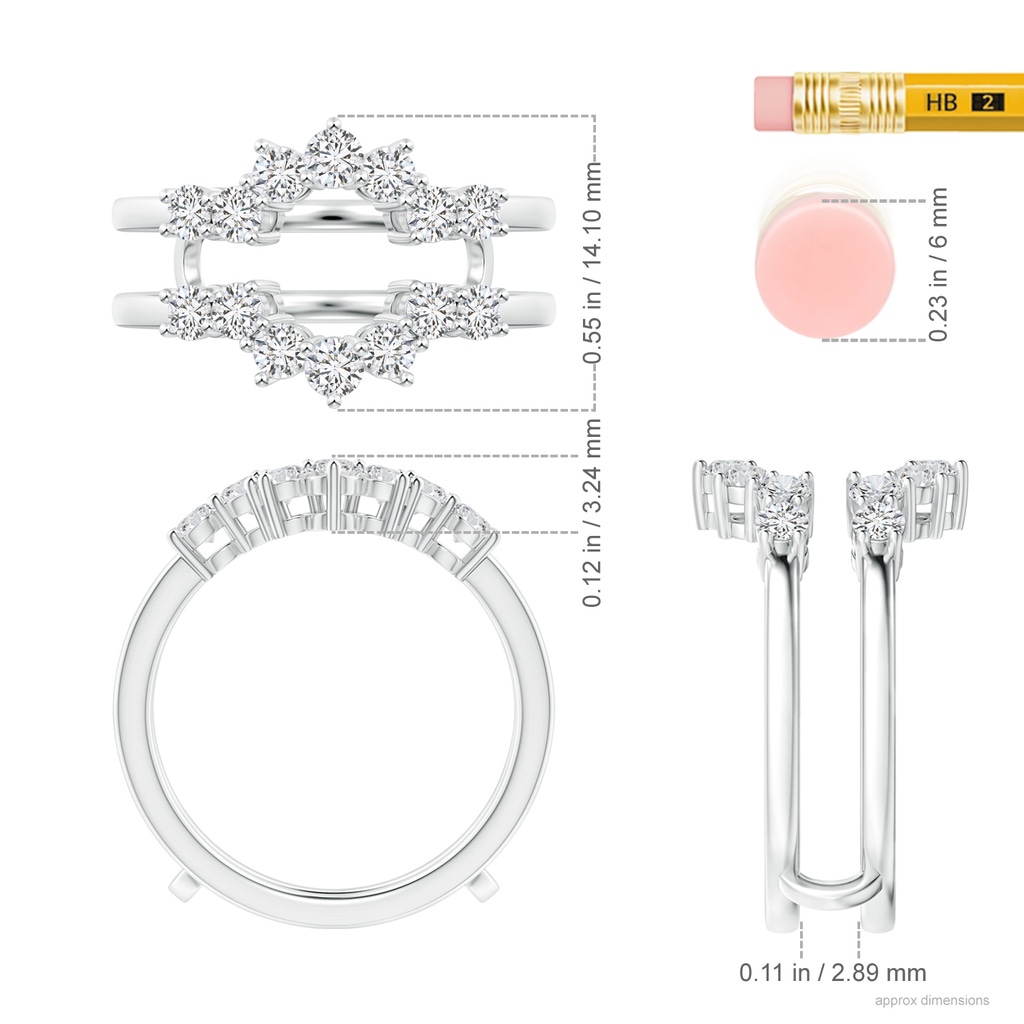 2.6mm HSI2 Diamond Sunburst Ring Wrap in P950 Platinum Ruler