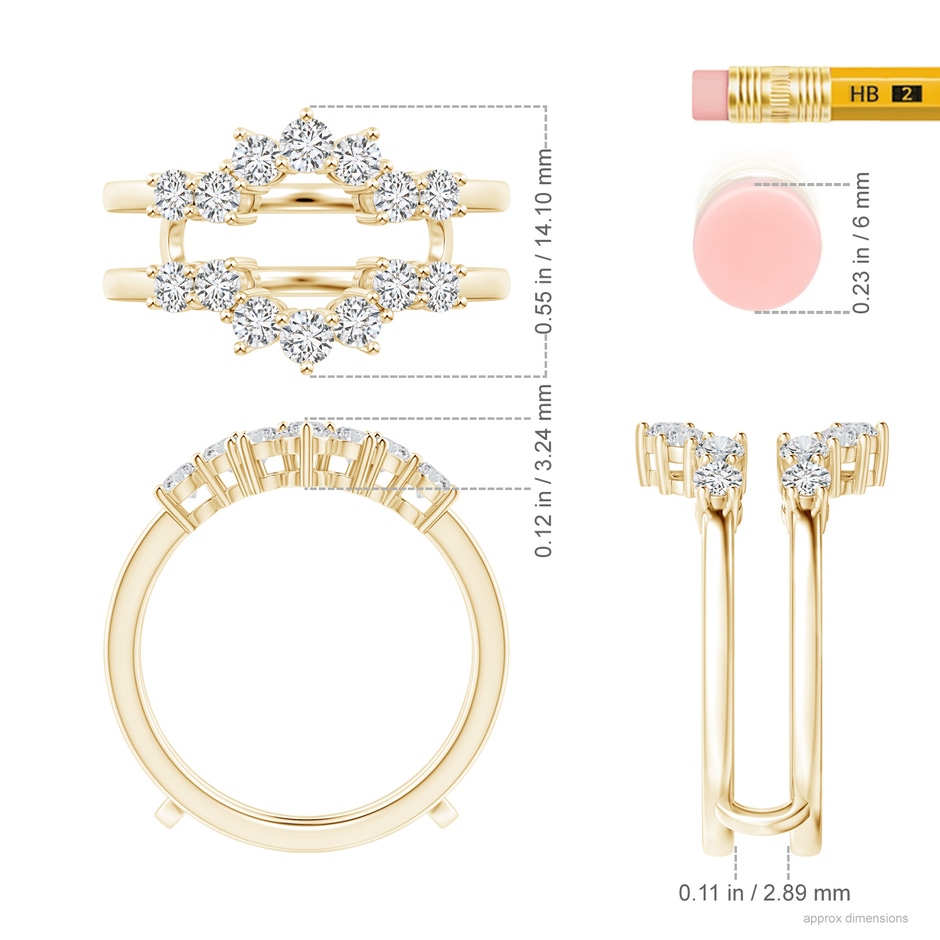 2.6mm HSI2 Diamond Sunburst Ring Wrap in Yellow Gold ruler