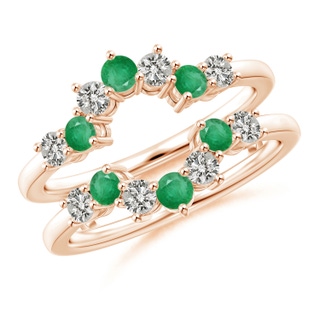 2.6mm A Emerald and Diamond Sunburst Ring Wrap in Rose Gold