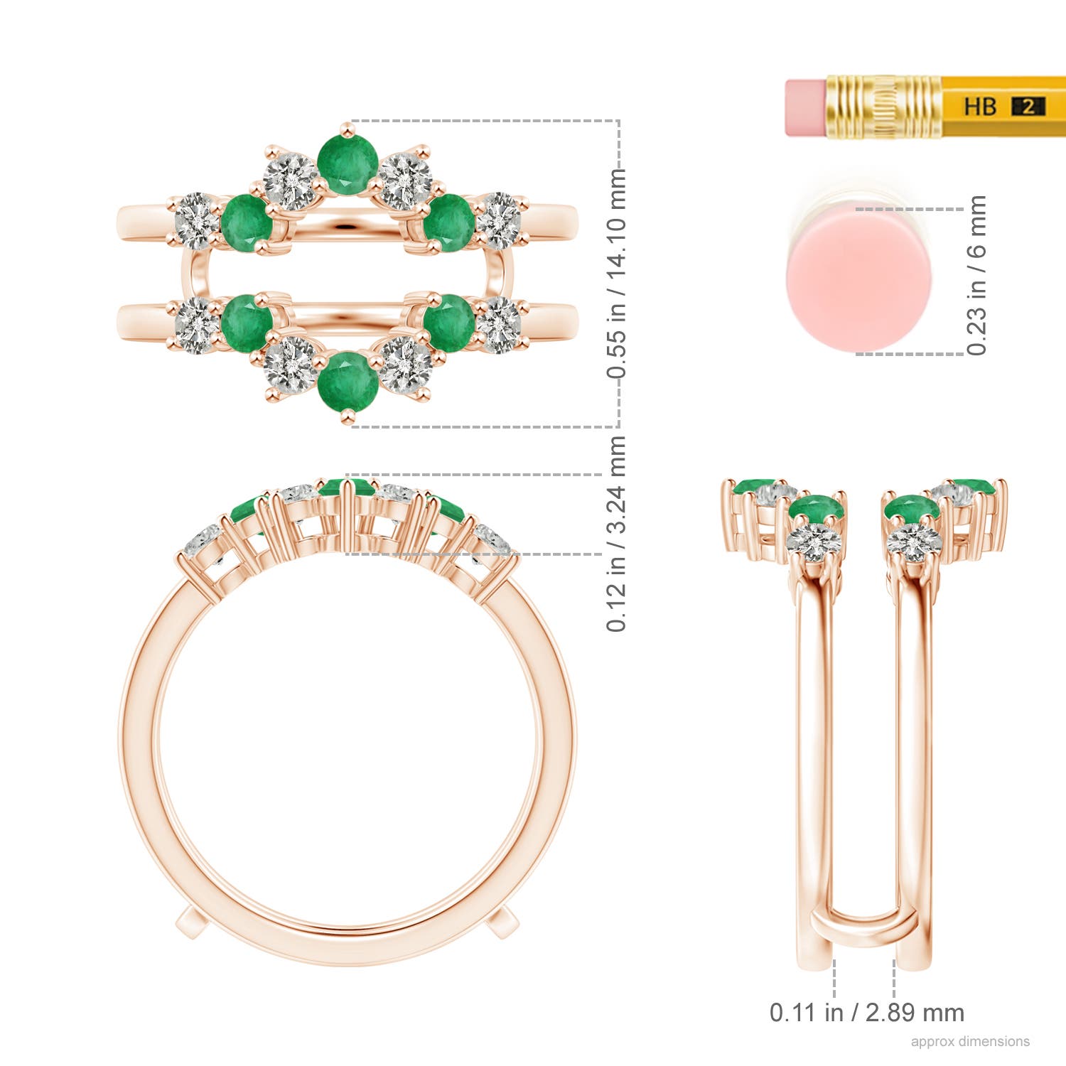 A - Emerald / 1 CT / 14 KT Rose Gold