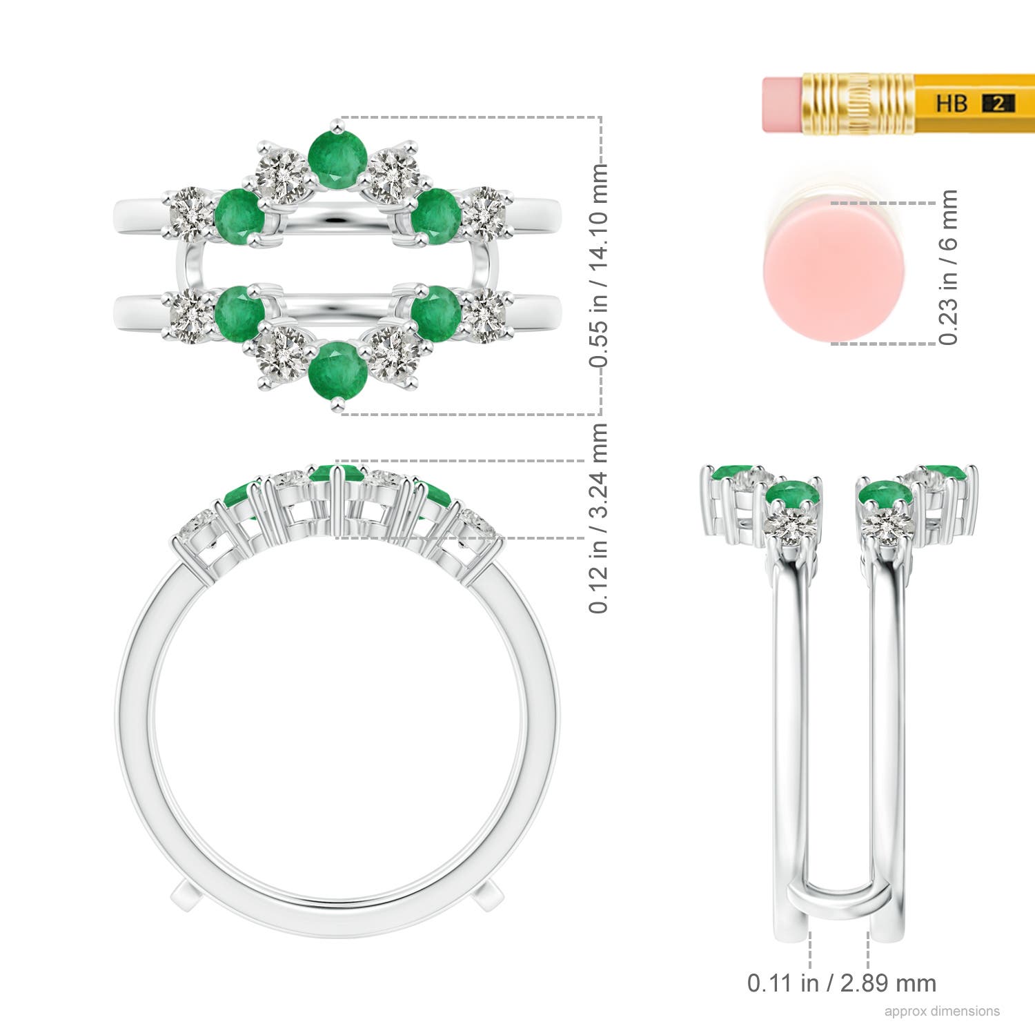 A - Emerald / 1 CT / 14 KT White Gold