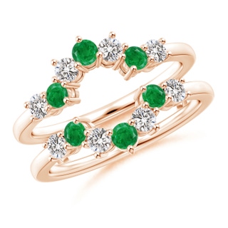 2.6mm AA Emerald and Diamond Sunburst Ring Wrap in Rose Gold