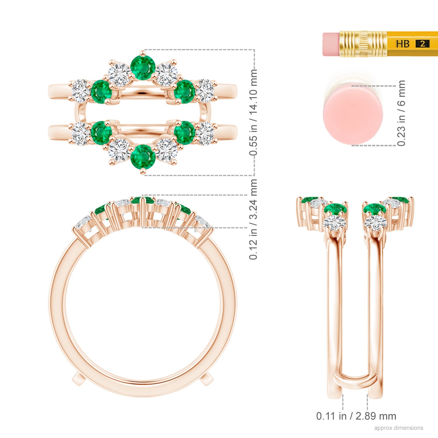 AAA - Emerald / 1 CT / 14 KT Rose Gold