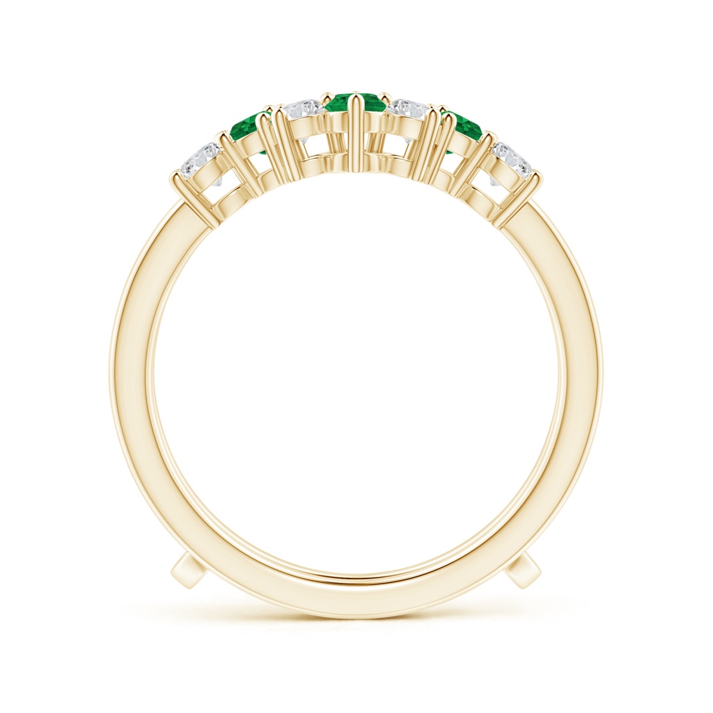 2.6mm AAA Emerald and Diamond Sunburst Ring Wrap in Yellow Gold Side 1