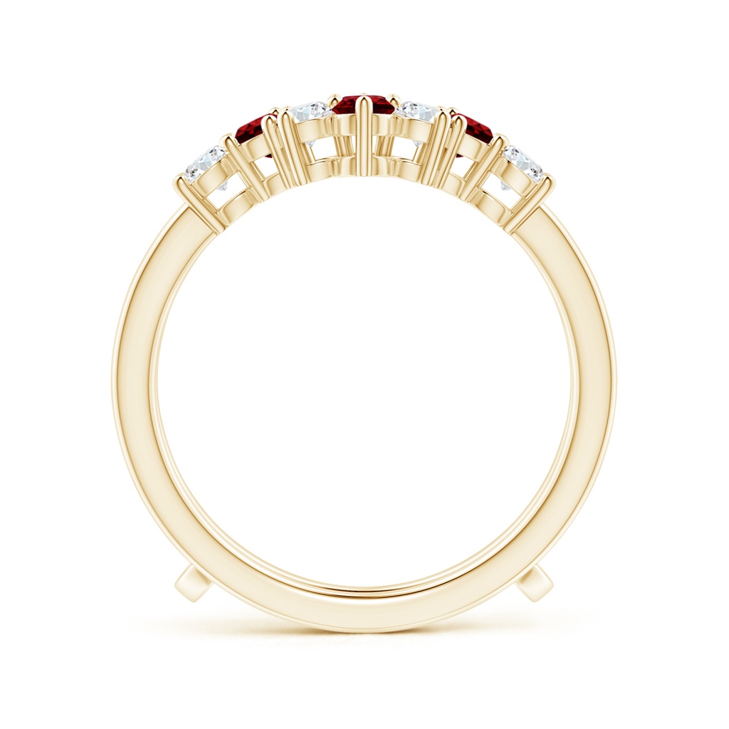 2.6mm AAAA Ruby and Diamond Sunburst Ring Wrap in Yellow Gold Side 1