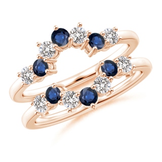 2.6mm AA Sapphire and Diamond Sunburst Ring Wrap in Rose Gold