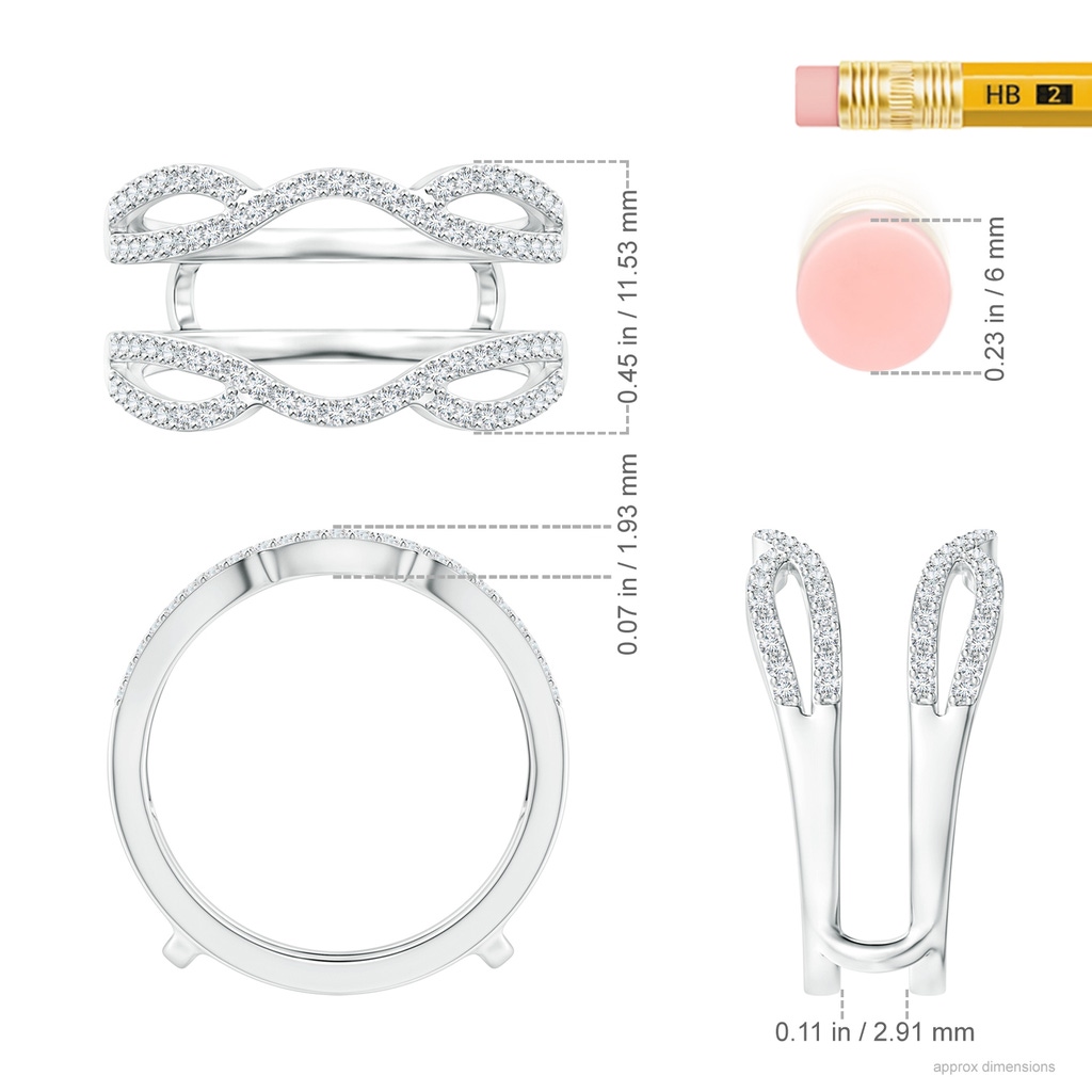 1mm GVS2 Diamond Wavy Ring Wrap in White Gold Ruler