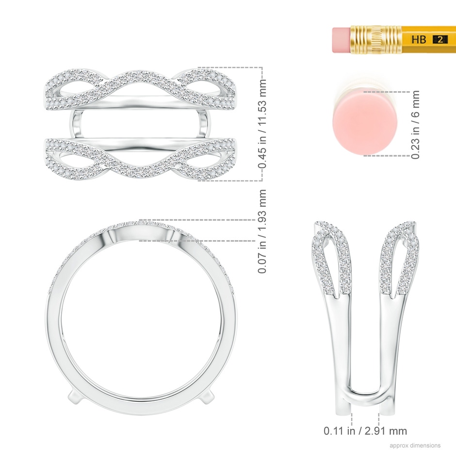 1mm HSI2 Diamond Wavy Ring Wrap in 18K White Gold ruler