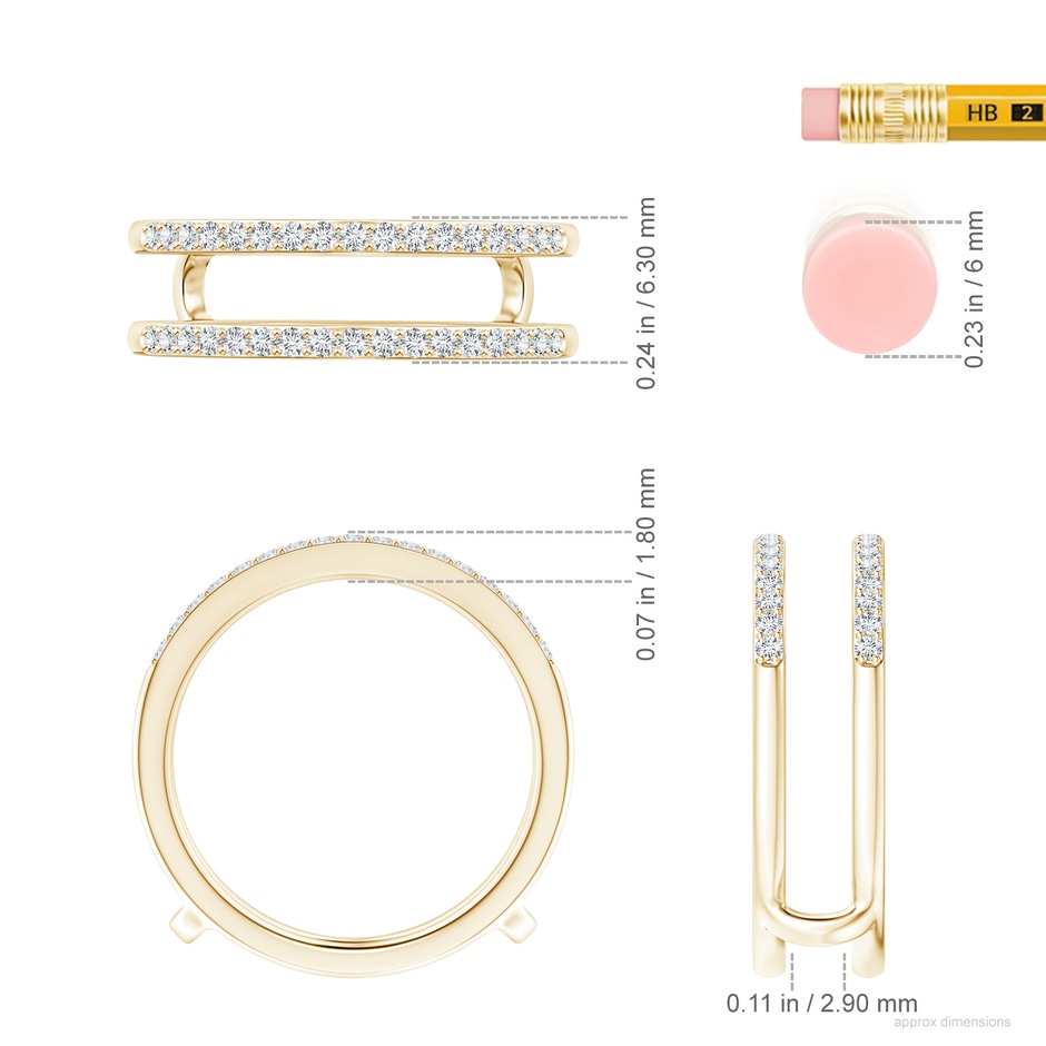 1.2mm GVS2 Double Band Prong-Set Diamond Ring Wrap in Yellow Gold ruler