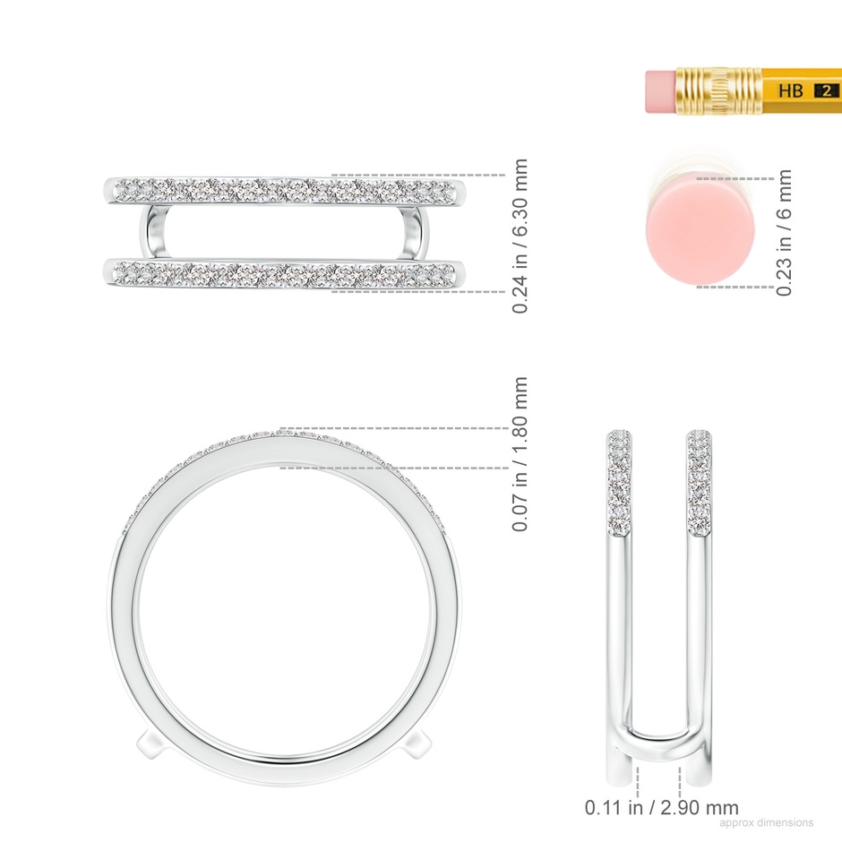 1.2mm IJI1I2 Double Band Prong-Set Diamond Ring Wrap in White Gold ruler
