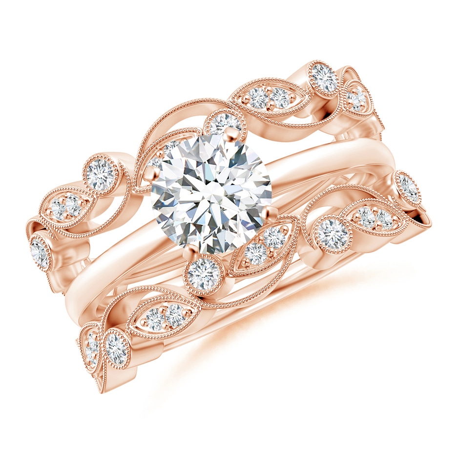 1.5mm GVS2 Leaf Motif Diamond Ring Wrap in 18K Rose Gold side-3
