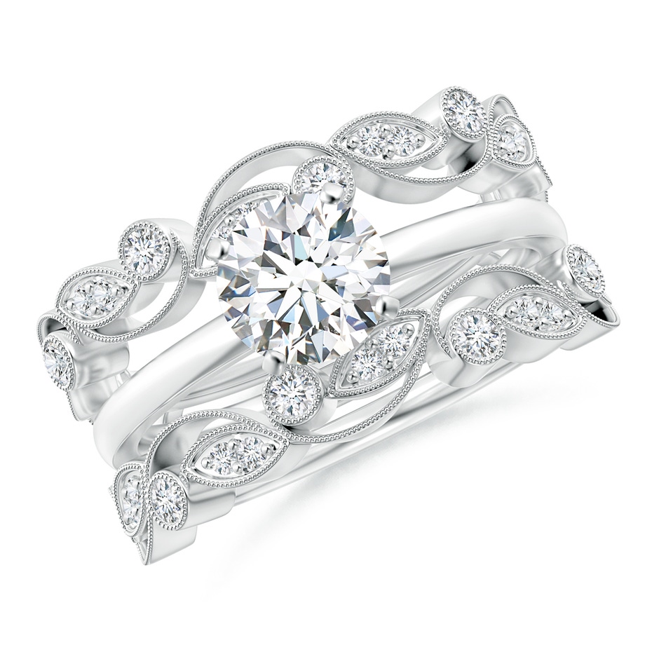 1.5mm GVS2 Leaf Motif Diamond Ring Wrap in P950 Platinum side-3