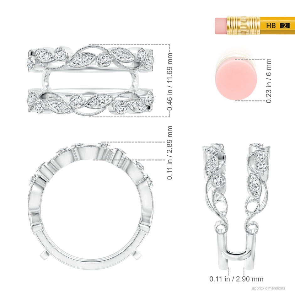 1.5mm GVS2 Leaf Motif Diamond Ring Wrap in P950 Platinum ruler