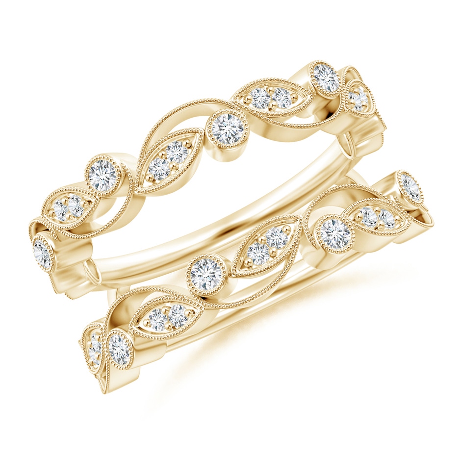 1.5mm GVS2 Leaf Motif Diamond Ring Wrap in Yellow Gold 