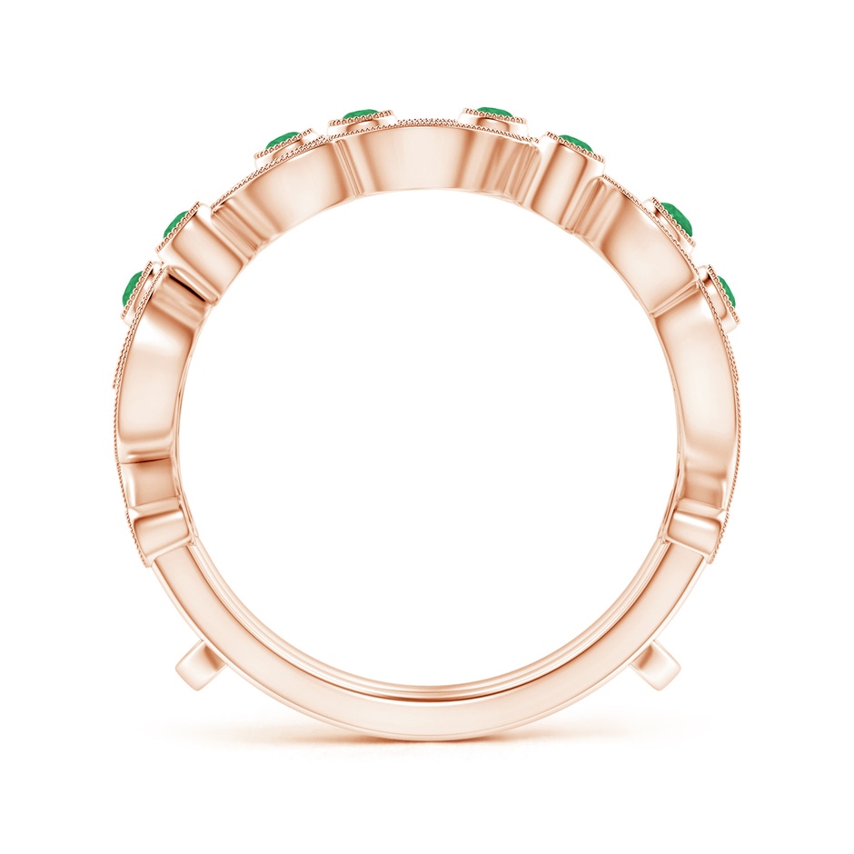 1.5mm A Leaf Motif Emerald and Diamond Ring Wrap in 18K Rose Gold Side-1