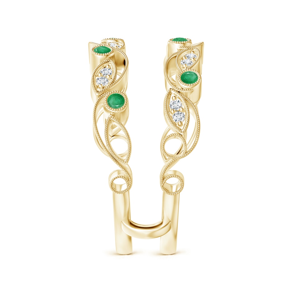 1.5mm A Leaf Motif Emerald and Diamond Ring Wrap in 18K Yellow Gold Side-2