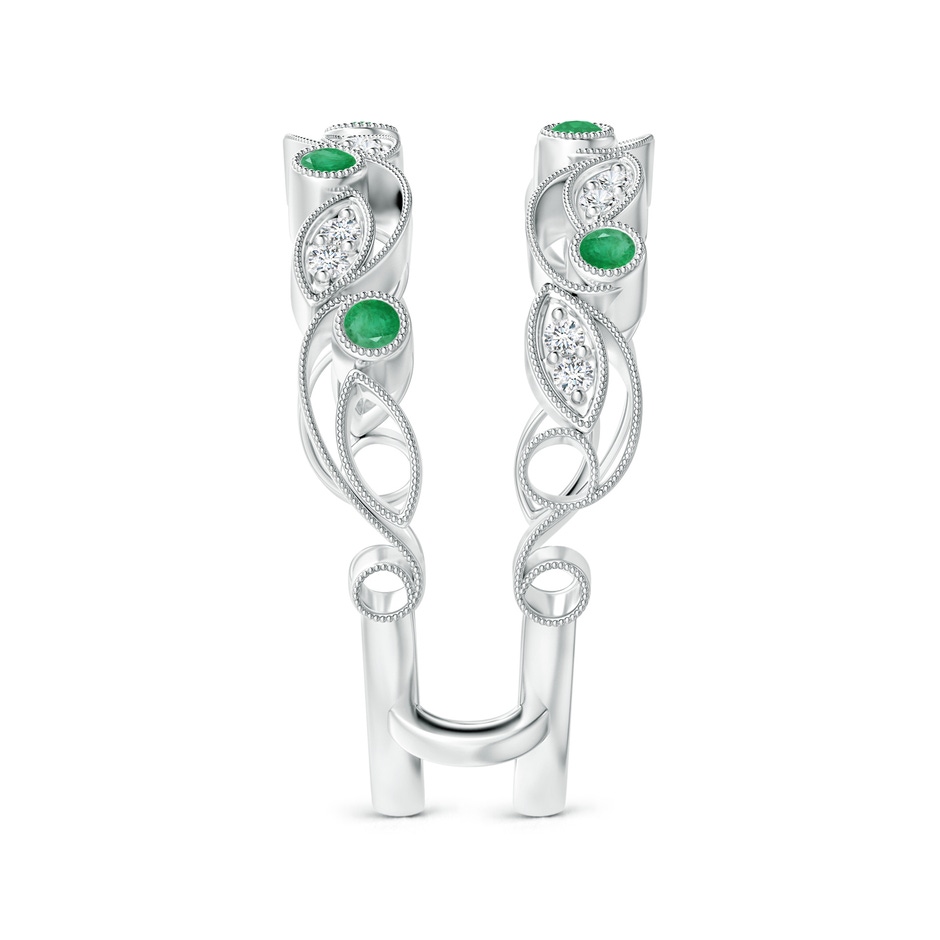 1.5mm A Leaf Motif Emerald and Diamond Ring Wrap in P950 Platinum Side-2