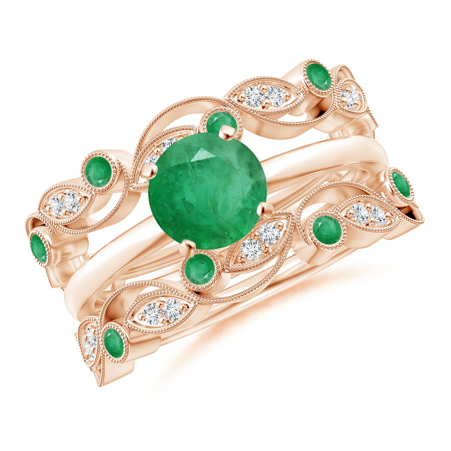 A - Emerald / 0.24 CT / 14 KT Rose Gold