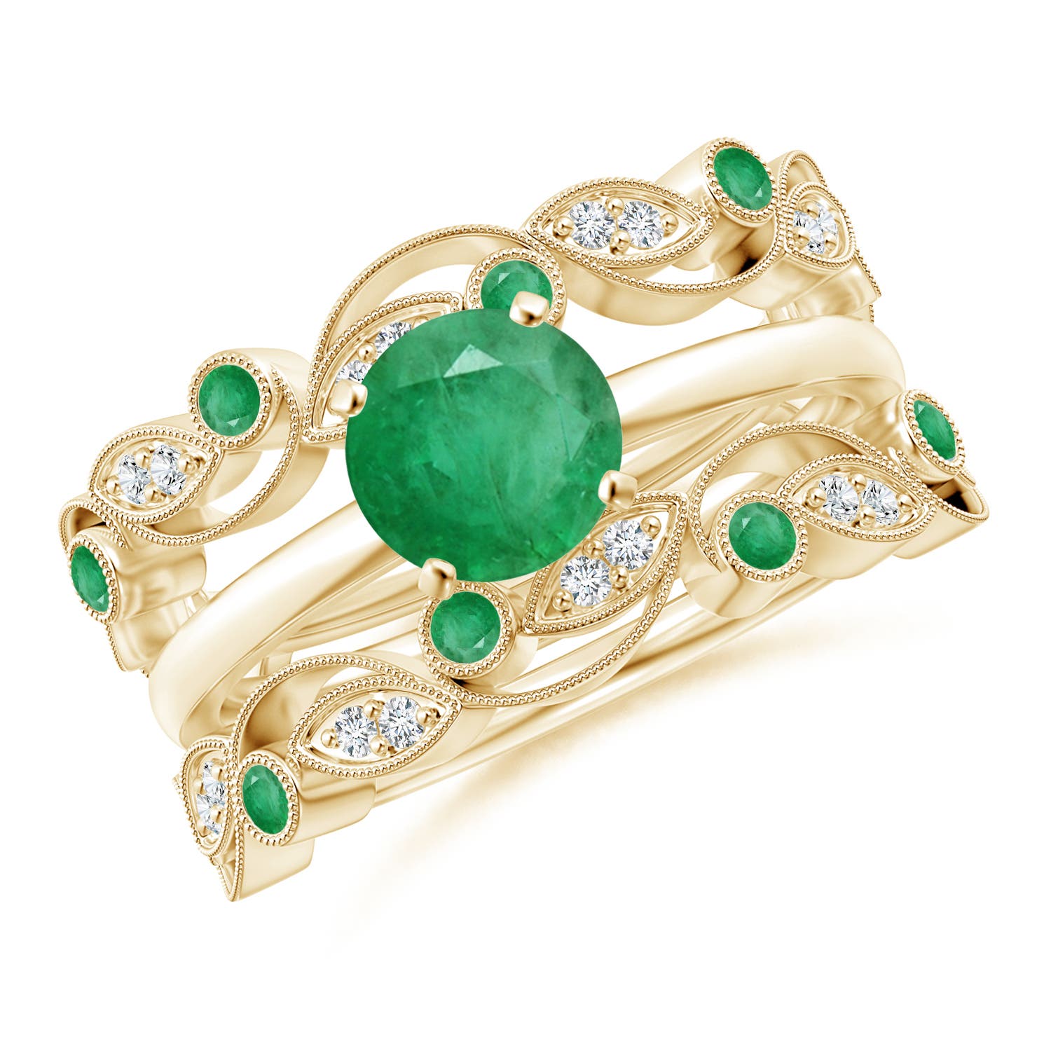 A - Emerald / 0.24 CT / 14 KT Yellow Gold