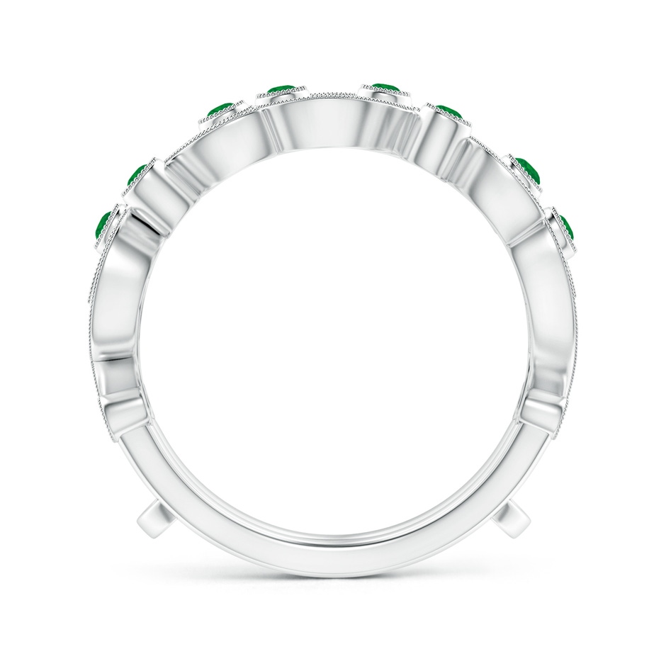 1.5mm AA Leaf Motif Emerald and Diamond Ring Wrap in 18K White Gold Side-1