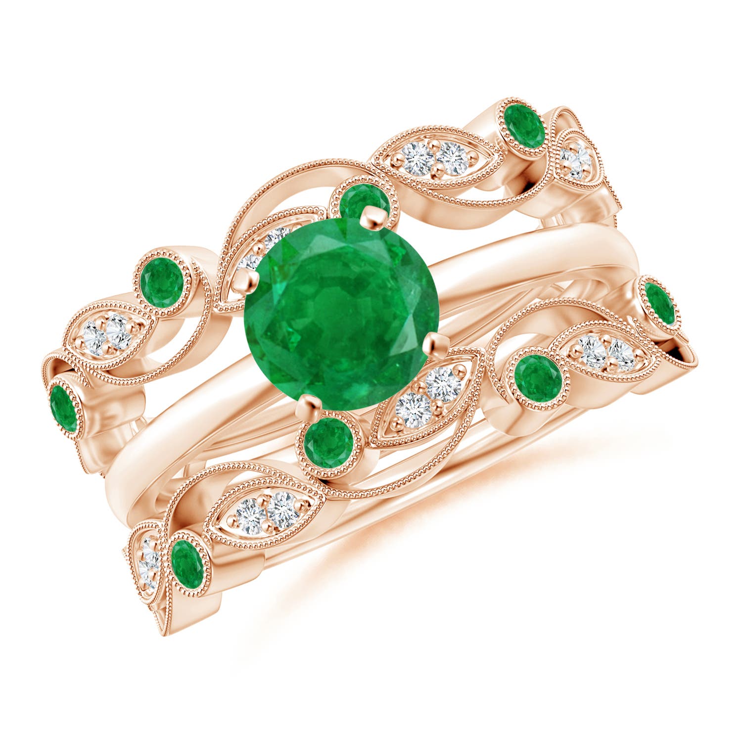 AA - Emerald / 0.24 CT / 14 KT Rose Gold