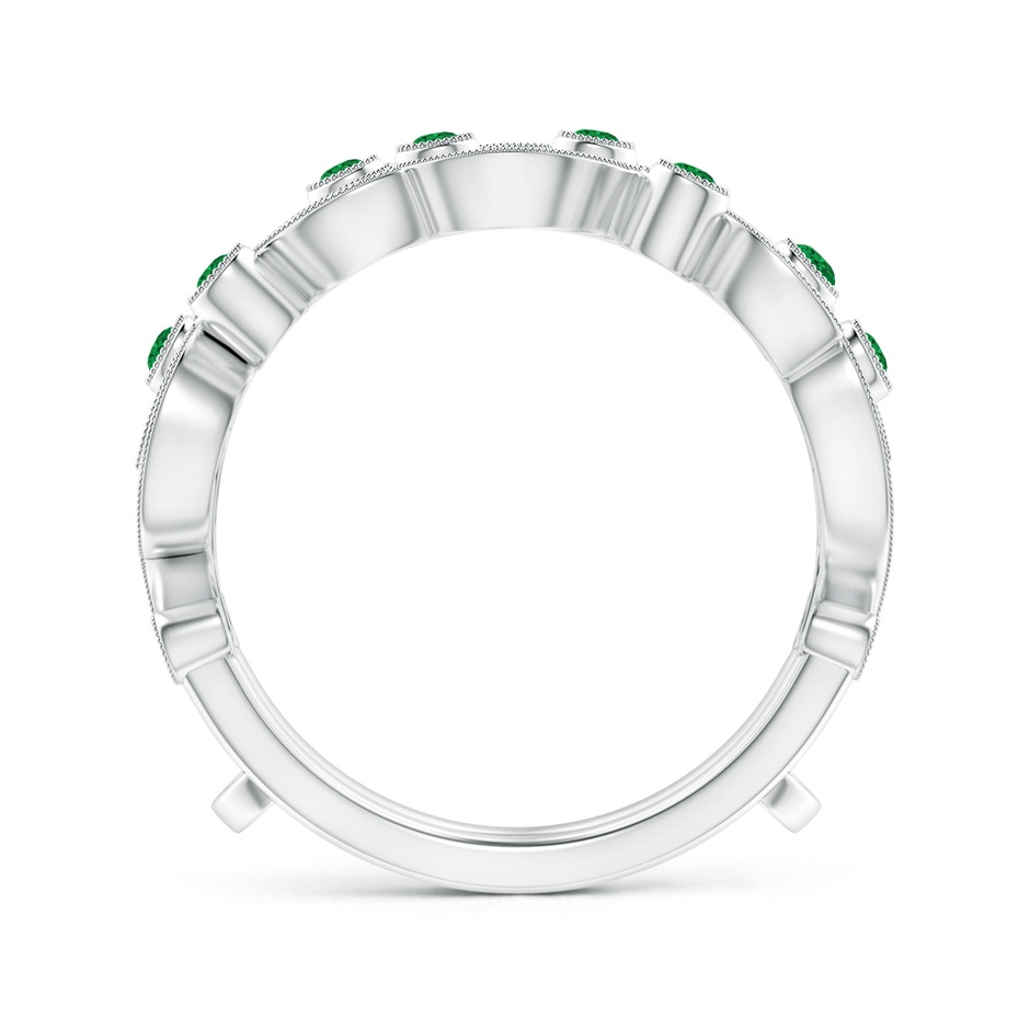 1.5mm AAA Leaf Motif Emerald and Diamond Ring Wrap in 18K White Gold Side-1