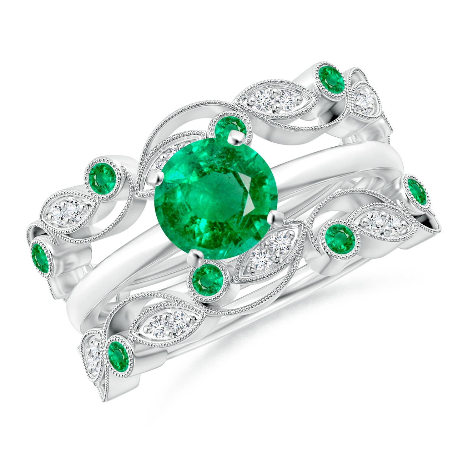 AAA - Emerald / 0.24 CT / 14 KT White Gold