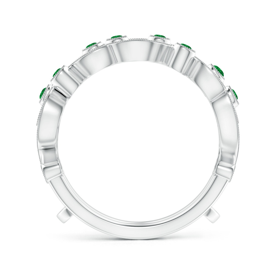 1.5mm AAAA Leaf Motif Emerald and Diamond Ring Wrap in 18K White Gold Side-1