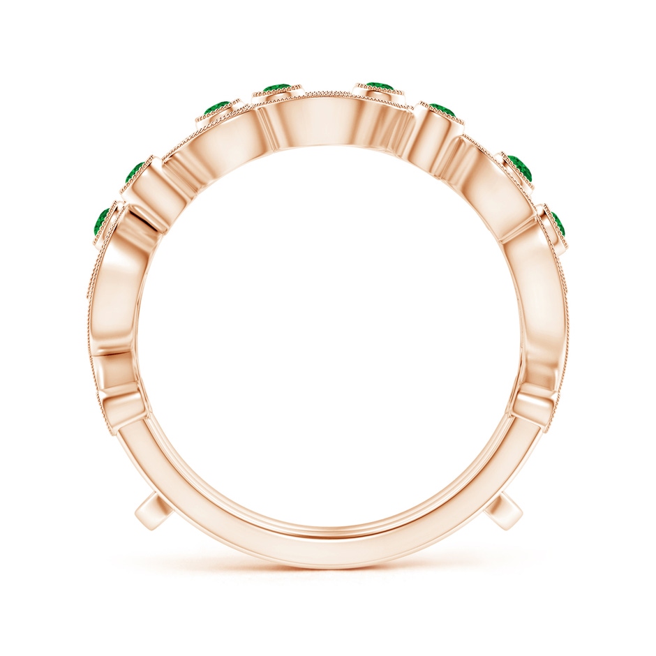 1.5mm AAAA Leaf Motif Emerald and Diamond Ring Wrap in Rose Gold Side-1