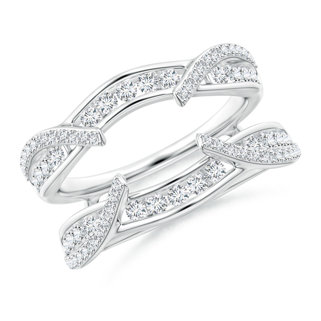 1.7mm GVS2 Channel and Prong Set Diamond Cathedral Ring Wrap in P950 Platinum
