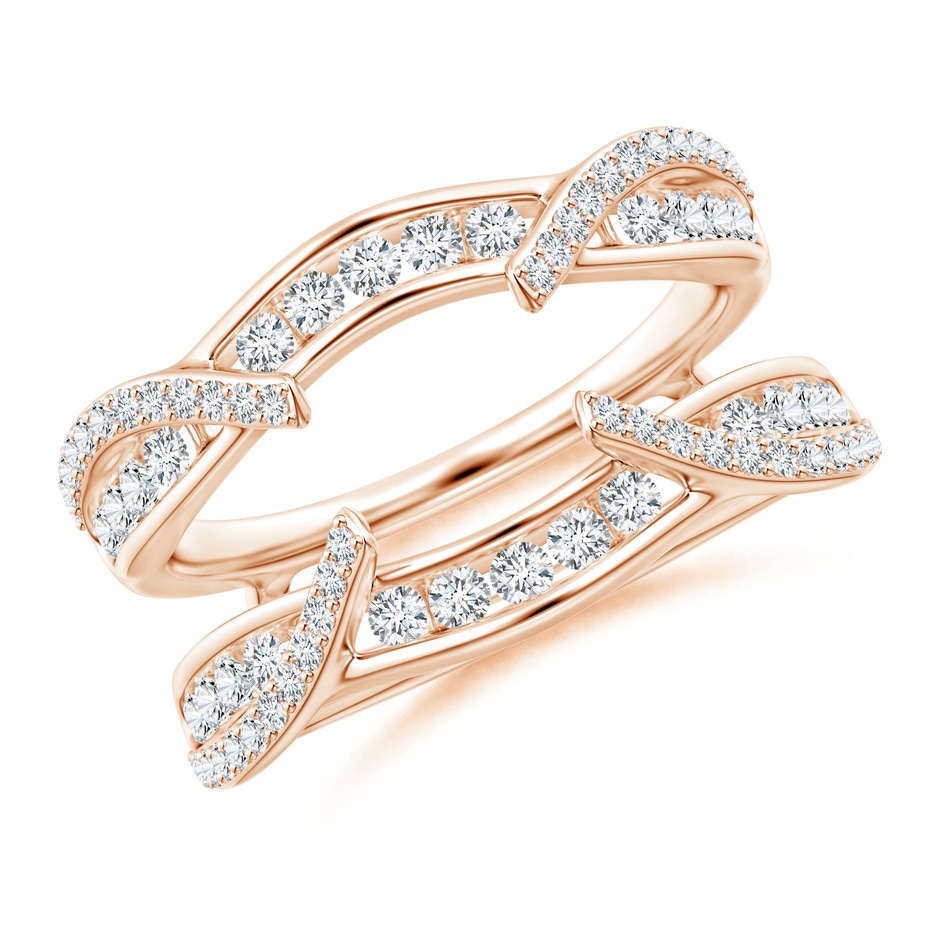1.7mm GVS2 Channel and Prong Set Diamond Cathedral Ring Wrap in Rose Gold 