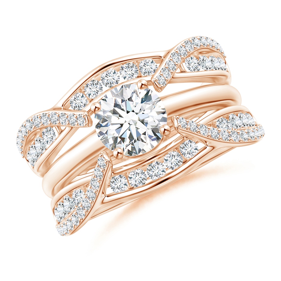 1.7mm GVS2 Channel and Prong Set Diamond Cathedral Ring Wrap in Rose Gold side-3