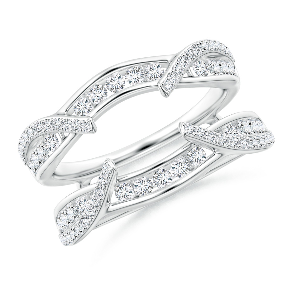 1.7mm GVS2 Channel and Prong Set Diamond Cathedral Ring Wrap in White Gold 