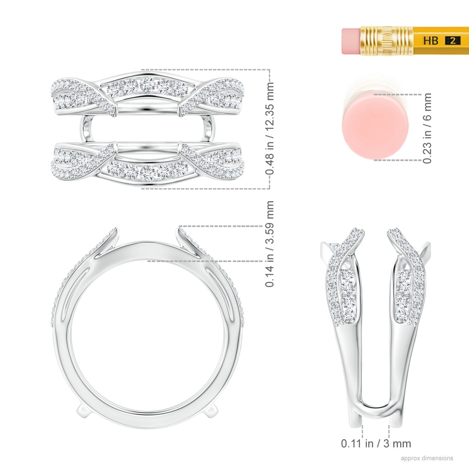 1.7mm GVS2 Channel and Prong Set Diamond Cathedral Ring Wrap in White Gold ruler