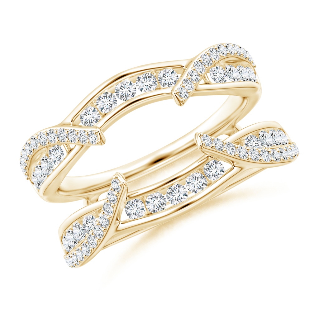 1.7mm GVS2 Channel and Prong Set Diamond Cathedral Ring Wrap in Yellow Gold